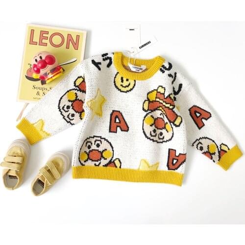 Tonytaobaby Autumn Long Sleeve Thickened Cartoon Jacquard Pullover Sweater Neutral Childrens Top