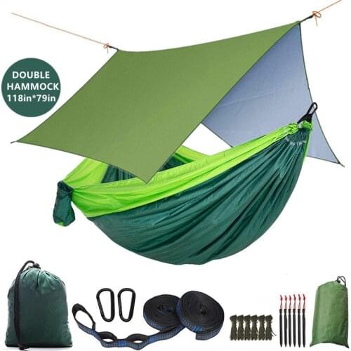 Camping hammock rain fly set oversized portable double hammock tent waterproof shelter parachute hammock for picnic outdoor