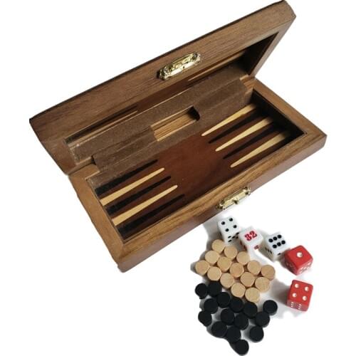 High Quality Portable Folding Wooden Backgammon Checkers Chess Set Handwork Solid Wood Pieces Childrens Gift Crafts Board Games
