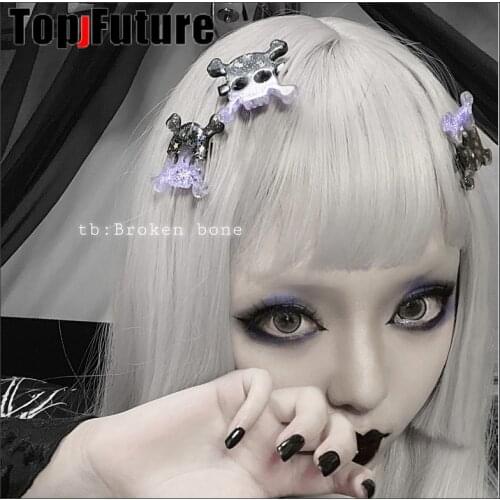 Gothic Lolita Women Girl Japanese Samurai Ninja Skull pins Skeleton Hairpins Punk Hair Clip Brooches Harajuku Hair Accessories