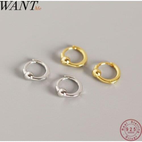 WANTME Genuine 100% 925 Sterling Silver Fashion Simple Round Bead Small Studs Earrings for Women Femme Party Brithday Jewelry