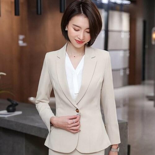 Womens suit solid color professional suit suit autumn and winter Korean version of Slim OL professional suit suit dress womens