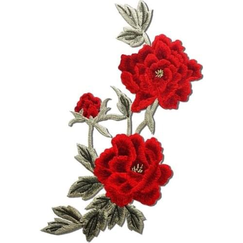 10pcs/lot Sew Large Embroidery Patch Leaf Peony Flower Clothing Decoration Accessories Chinese Fashion