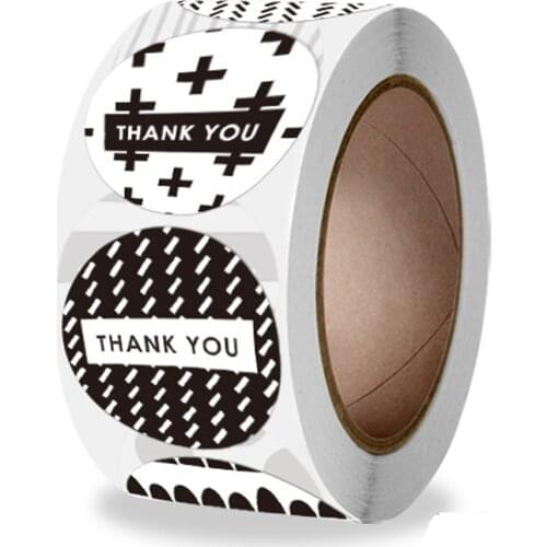 100-500pcs Thank You Stickers Black & White 8 Different Design Adhesive Sticker Labels for Seal Labels For Handmade Decoration