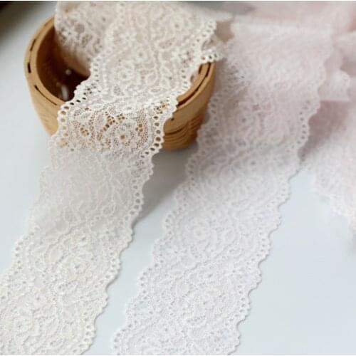 2 Meters/lot Width 5.8cm Pink Series Embroidered Elastic Lace Fabric Stretch Flower Lace Trim Ribbon DIY Garment Sewing Supplies