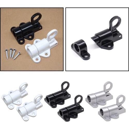 2pcs/set Cabinet Pull Ring Spring Load Automatic Door Latch Hasp Lock Black