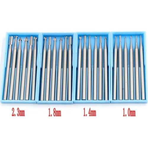 6pcs/box Dental Tungsten Carbide Burs 2.35mm Shank Head Dia 1.0/1.4/1.8/2.3mm