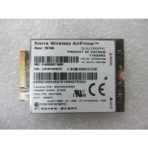 Wireless broadband AirPrime EM7455 CAT6 4G LTE Wwan card for Lenovo Thinkpad FRU 00JT542 00JT547