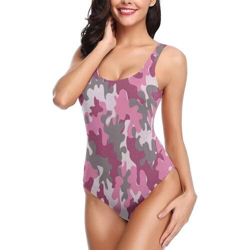 One-Piece Bathing Suits Sexy Swimsuits Slimming For Women Teen Girls Pink Camouflage Gray Chic Camo