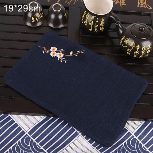 Tea Ceremony Accessory Pure Cotton Strong Absorbent Flower Embroidered Vintage Style 1Pcs Cleaning Towel Tea Napkins Cloth