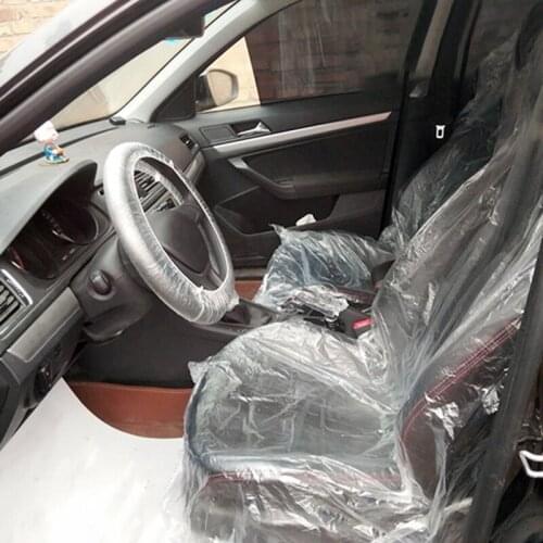 100PCS Disposable Plastic Car Van Seat Covers Vehicle Cover Valet Roll Protective