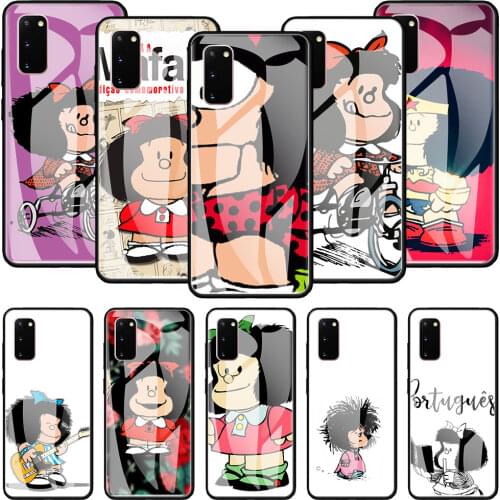 Phone Case For Samsung Galaxy S20 FE S10 S9 S8 Plus Note 20 Ultra 10 Lite 9 8 Glass Back Cover Shockproof Shell Mafalda Cartoon