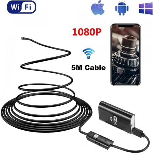 8mm 1080P Endoscope WIFI IP68 Waterproof Snake Borescope Inspection Snake Camera 8 LED Light for IOS Samsung Huawei Android