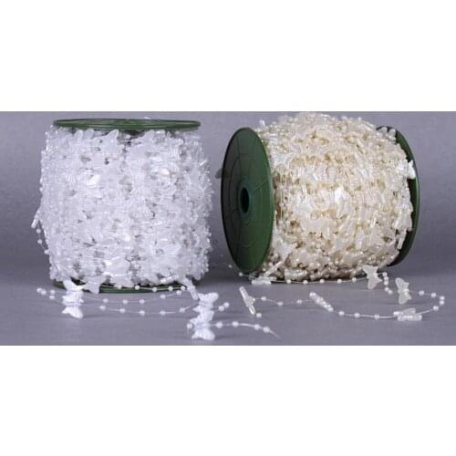20 Meters White/Cream Butterfly Beads Garland For Wedding Party Holiday Centerpiece Hanging Decoration Bride Bouquet Decoration