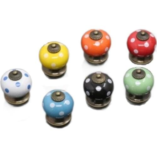 Classical Ceramic Single Hole Handle Round Knob and Pull Wardrobe Drawer Knob Cartoon Zinc Alloy Ceramic Handle and Pull