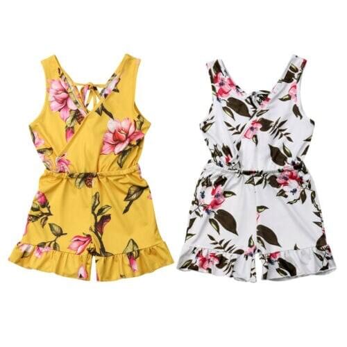 1-6Years Kids Baby Girls Floral Jumpsuit Romper Bodysuit Clothes Outfits Set Playsuit