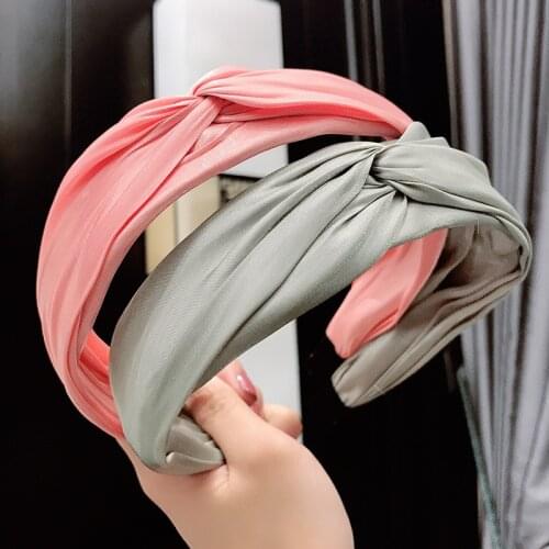Pretty Women Haidbands Classic Style Solid Color Cross Hairband Temperament High Quality Silk Hair Accessorie Wholesale Headwear