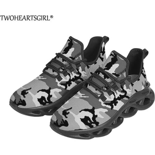 Twoheartsgirl Black Camouflage 3D Design Fashion Men Casual Sneakers Breathable Summer Lace-up Mens Shoes Zapatillas Hombre