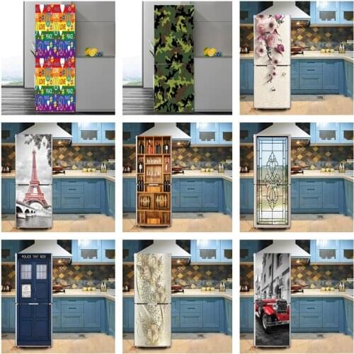 Kitchen PVC Fridge Sticker Self Adhesive Removable Door Decal Home Design Art Wallpaper Wall Sticker Furniture Decoration Poster
