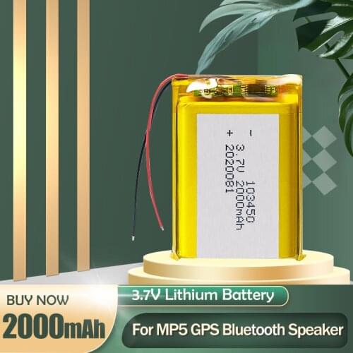 103450 3.7V 2000mAh Lithium Polymer Lipo Rechargeable Battery For GPS Navigator MP5 Massager Water Purifier Bluetooth Speaker