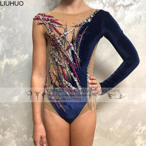 LIUHUO Ice Figure Skating Dress Girls Purple Competition Dance Costume Teens Rhythmic Gymnastics Leotards Female Dancewear