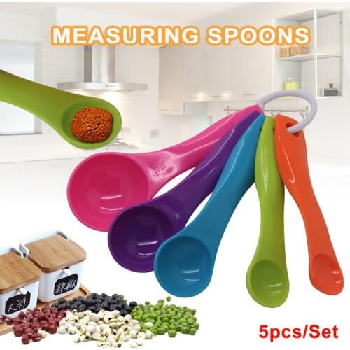5pcs/set Measuring Spoons Colorful Plastic Measure Spoon Useful Sugar Cake Baking Spoon Kitchen Baking Measuring Tools