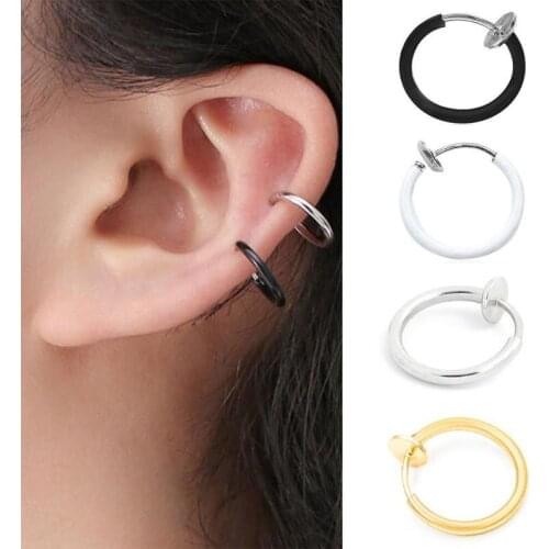 Fashion Ear Cuff Clip Earrings Black White Gold Silver Color For Women Men Ear Cuff Clip Nose Ring Belly Button Ring Jewelry