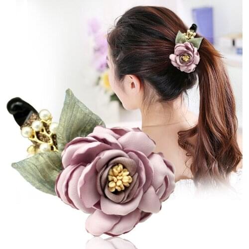Fashion Korean Hairpin Ladies Cloth Art Fabric Flower Hair Clips Elegant Women Wedding Bridal Hair Accessories