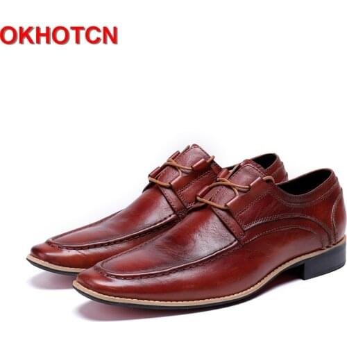 Red Men Dress Leather Shoes New Arrival Hadmade Men Shoes Italian Spring Autumn MenS Formal Shoes Genuine Leather Mens Oxfords