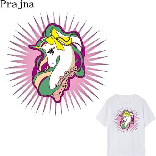 Prajna Unicorn Easy Print Patches Heat Transfer Iron On Patch A-level Washable Clothes Stickers Heat Press Appliqued E