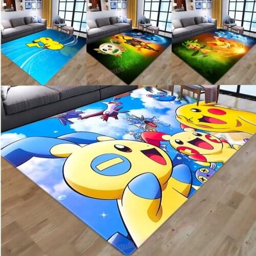Pokemon Anti-slip Door Mat Pikachu Flannel Carpet Floor Bath Mat Cartoon Kitchen Mat Children Room Washable Rug Christmas Gift