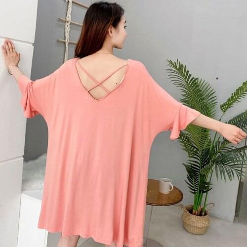 Sexy Dress Summer Lenzing Modal Nightdress Outside Wear Casual Fashion Backless Trumpet Sleeve Nightgowns Women Night Shirt