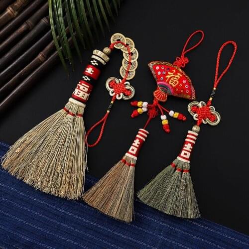 New Year decoration, broom, small pendant, moving new house, interior housewarming ideas