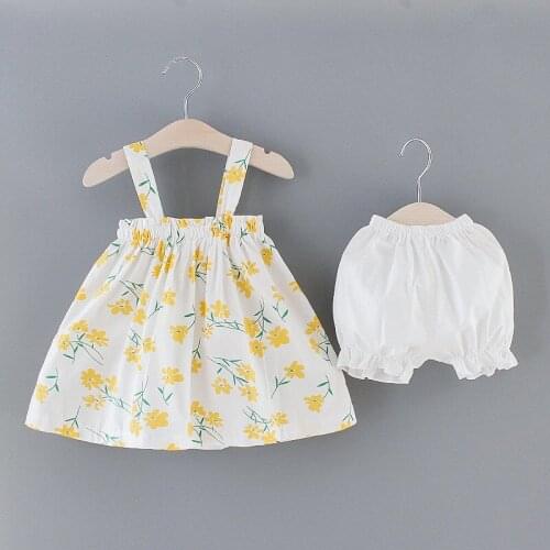 New Summer Baby Girls Clothes Sets Cute Princess Party Floral Strap Cold Shoulder Sleeveless Top + Shorts Casual 2piece Outfits