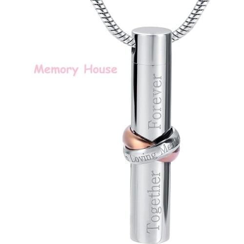 IJD9944 Hold " In Loving Memory" Collar With Together Forever Cylinder Urn Necklace For Ashes Keepsake Cremation Jewelry pendant