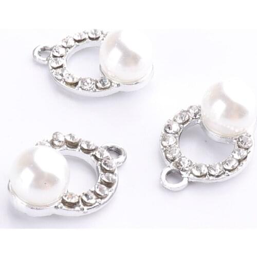 Necklace charm Pearl diamond inlay Beads Pendant Connectors for Jewelry Findings DIY Bracelet Making Accessories Handmade Craft