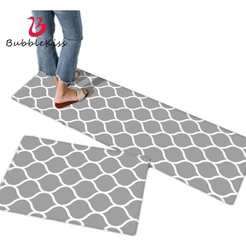 Bubble Kiss PVC Kitchen Floor Mat Bathroom Entrance Anti-Slip Door Mat Home Decor Easy Clean Waterproof Modern Plaid Carpet