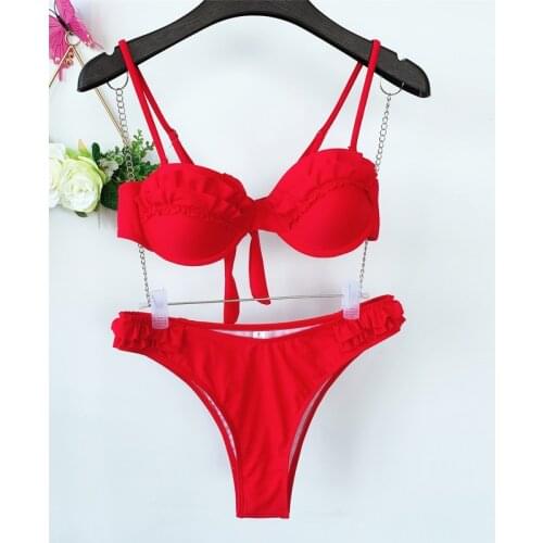 Two piece swimsuit for women tankini brazilian bikini bandage swimwear Stitching leopard thong black set padded beachwear set