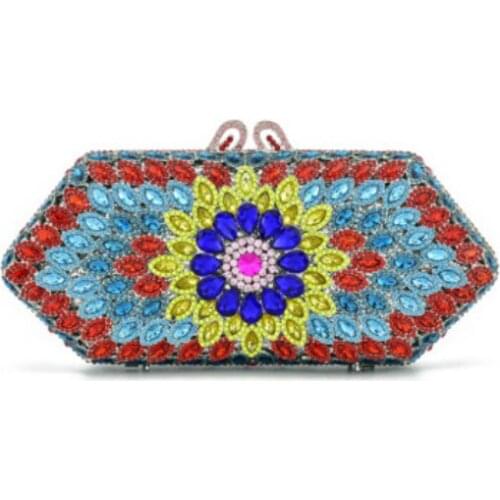 Luxury multi Crystal Encrusted Bags Women Diamond Silver Evening Bag Crystal Clutch Bag Colourful Diamonds Purses clutch bags