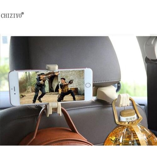 Universal Auto Car Back Seat Headrest Hanger Hooks Clips With Phone Holder For Bag Purse Cloth CHIZIYO