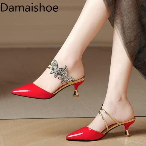 High Heel Slippers Womens Pumps Outdoor 2021 New Womens Shoes Summer Closed Toe Half Slippers Fashionable Chunky Heel Sandals