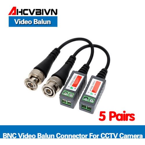 10pcs/5 Pairs ABS Plastic CCTV Video Balun CCTV Accessories Passive Transceivers 2000ft Distance UTP Balun BNC Cable CAT5 Cable