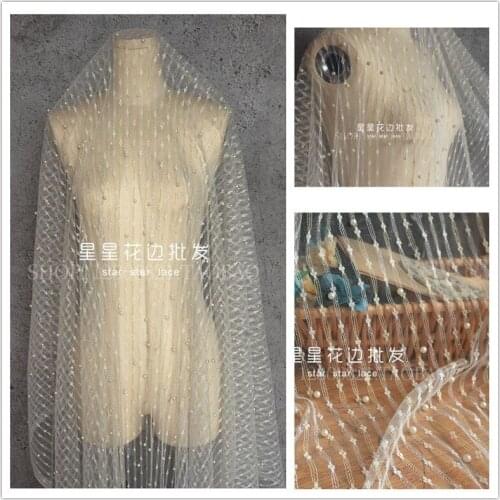 150cm Wide Gold Silk Mesh Tulle Fabric High Quality Bridal Dress Wedding Decoration DIY Curtain Irregular Beading Net Fabric