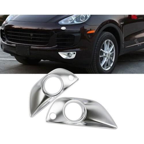 2pcs Chrome Car Front Fog Lamp Light Cover Styling Mouldings Trim for Porsche Cayenne 2015 2016 2017 Accessories