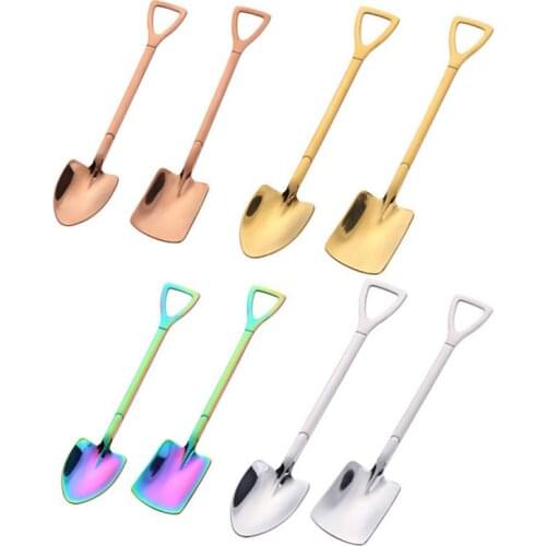 2pcs Creative Retro Watermelon Shovel Coffee Spoon Stainless Steel Dessert Spoon Ice Cream Spoon Tip Shovel Flat Shovel Home Too