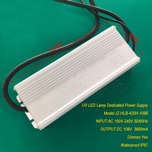 3.8A 420W IP67 waterproof Constant current source for UV LED module gel curing lamps INPUT AC 100V-240V OUTPUT DC 108 V 3800 mA