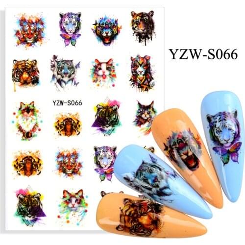 3D Stickers for Nails Tiger Cat Leopard Animal Design Nail Foil Decal Sliders Stickers for Manicure Fashion Nail Art Decoration