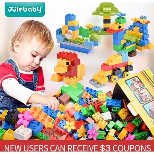 52-156 pcs DIY design building blocks toys for children boys kids Compatible with Duplo Big Size brick educational model