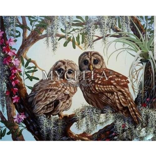 5D Diamond Painting Kit Owl Couple Animals Diamond Embroidery Cross Stitch DIY Rhinestone Mosaic Full Square Wall Decor