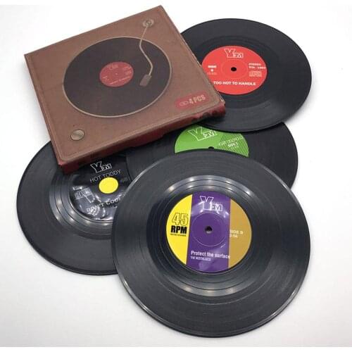 Vintage Record Design Cup Anti-Slip Heat Insulation Coaster Placemat Table Decor